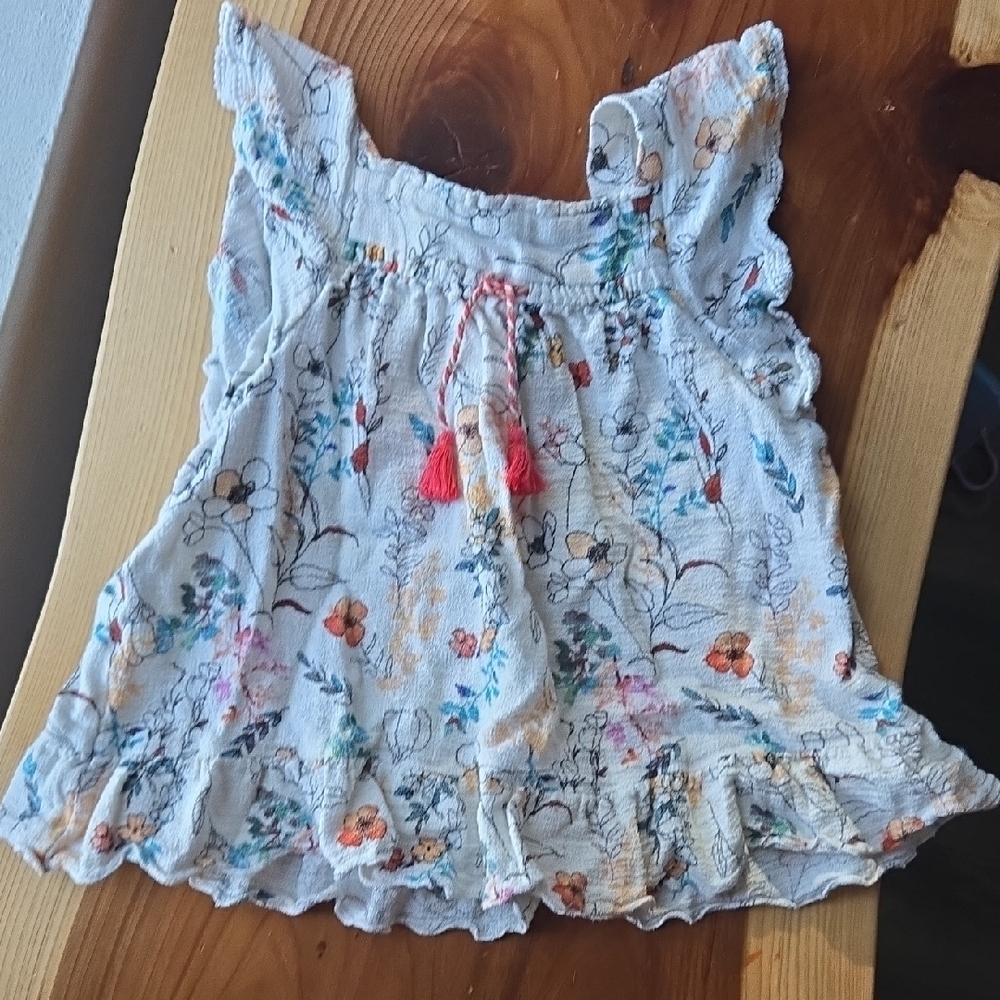Zara Gray and Red Ruffled Blouse